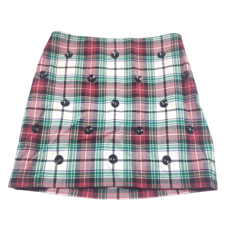 Vineyard Vines Womens 2 Plaid Wool Mini Skirt Sequin Lined Christmas Party